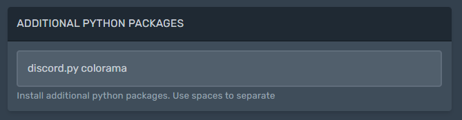 Additional Python packages Additional Python packages