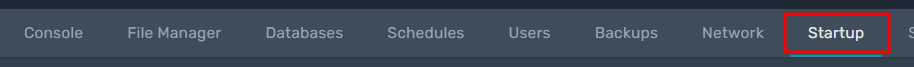 Startup Tab Startup Tab